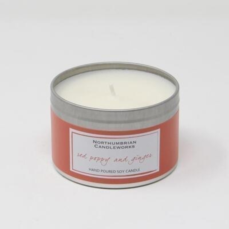 Northumbrian Candleworks Red Poppy Ginger Soy Candle Tin